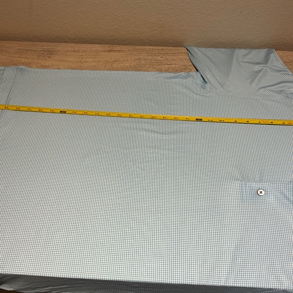 FOOTJOY Turquoise Blue and White Houndstooth Short Sleeve Golf Polo Shirt Large - Picture 8 of 9